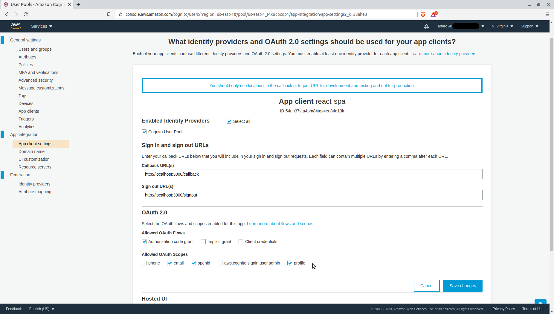 Configurando el App Client